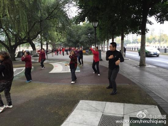 任志强成都跳广场舞 遭吐槽:顺拐了(组图)