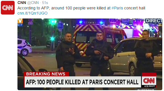 最新:巴黎恐袭约100人死亡 全国进入紧急状态