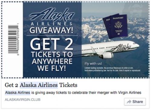 不是馅饼是陷阱！阿拉斯加航空未提供免费机票