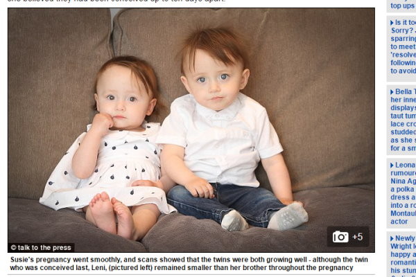 十分罕见!英国女子10天先后怀2娃 竟是龙凤胎