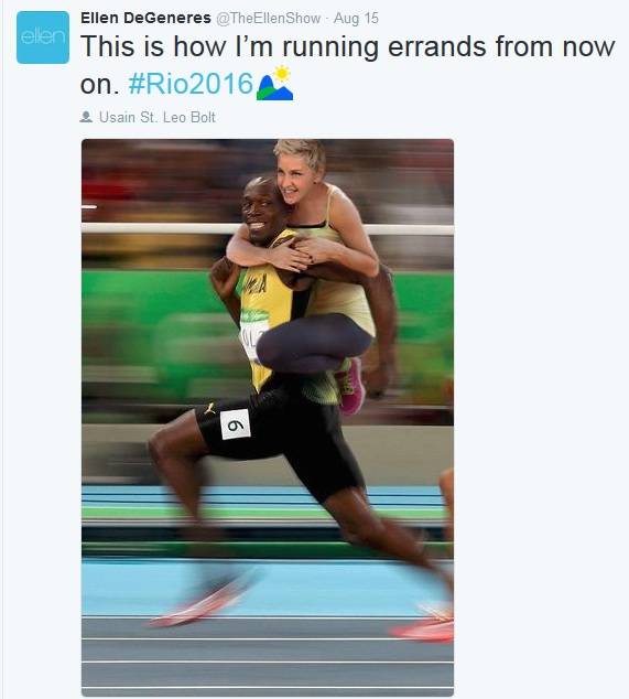 美国脱口秀女皇PS“骑”博尔特照片 摊上事儿了!