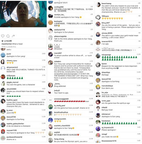 力挺孙杨!中国网友攻陷霍顿社交平台:满嘴喷粪