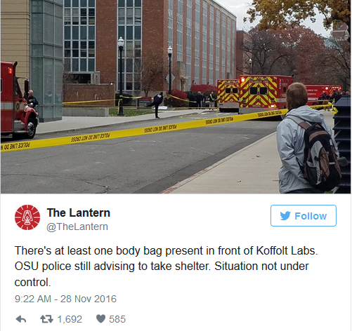 快讯!俄亥俄州立大学发生枪案 7人已送医(图)