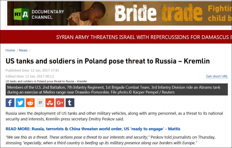 俄罗斯发言人:美国坦克和军队进波兰威胁我们!