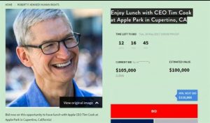 想与库克在苹果新总部用餐？ 最新价码是…(图)